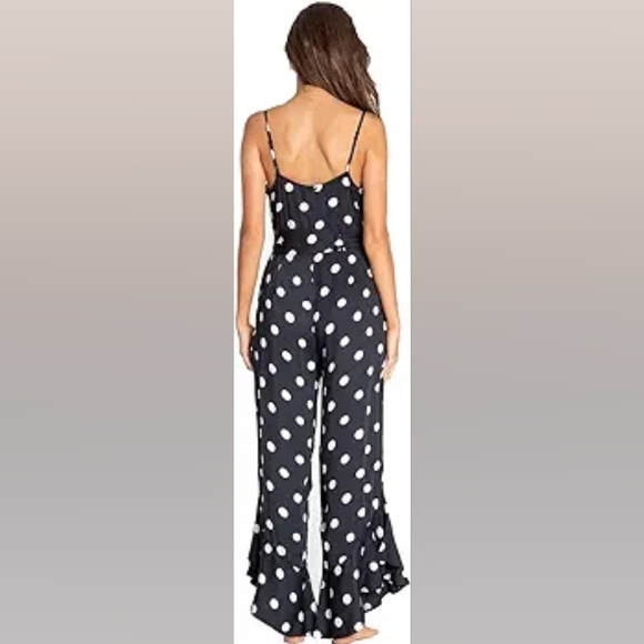 BILLABONG Polka Dot Jumpin Jumper Flare Pants Jumpsuit size S - Picture 2 of 8